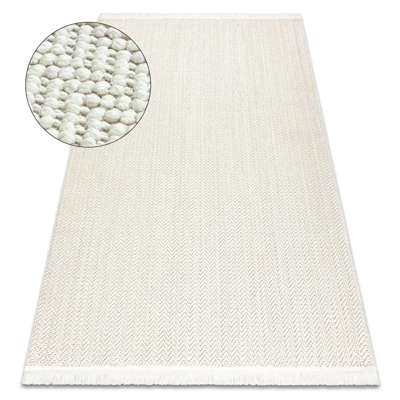 Teppich NANO FJ86B Fischgrät, Schlinge, flach gewebt weiß
