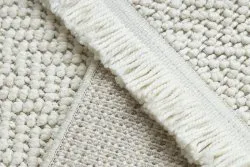 Teppich NANO FJ86B Fischgrät, Schlinge, flach gewebt weiß