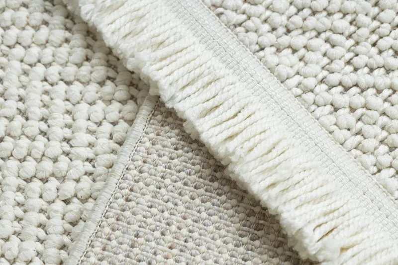 Teppich NANO FJ86B Fischgrät, Schlinge, flach gewebt weiß