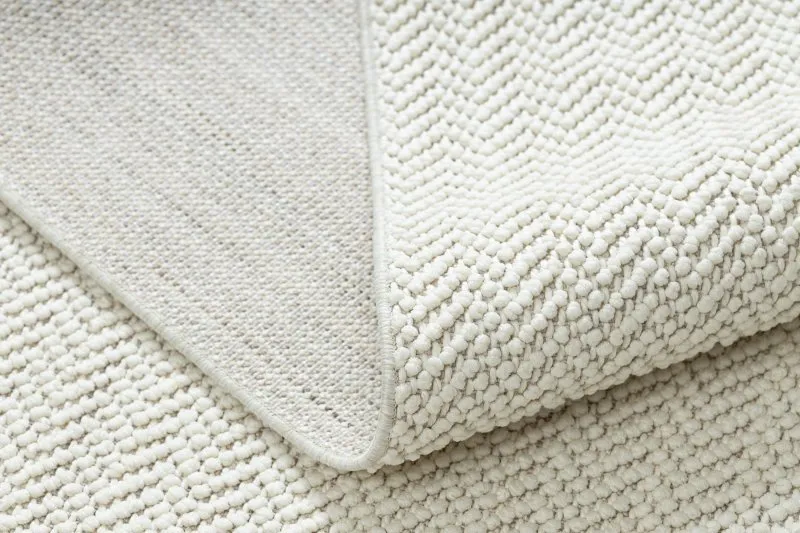 Teppich NANO FJ86B Fischgrät, Schlinge, flach gewebt weiß