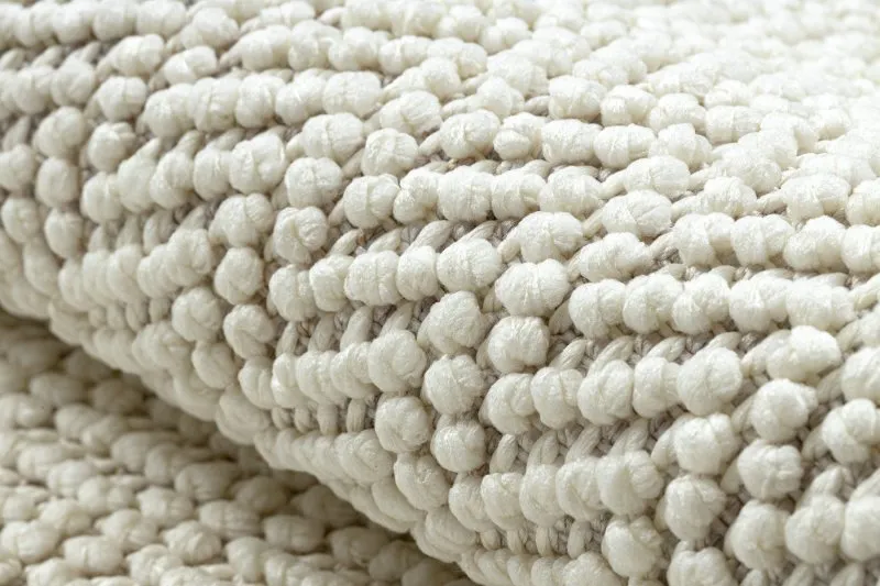 Teppich NANO FJ86B Fischgrät, Schlinge, flach gewebt weiß