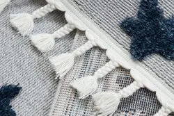 Teppich YOYO GD75 grau / weiß - Sterne, Kreise für Kinder, strukturell, sensorische Fransen
