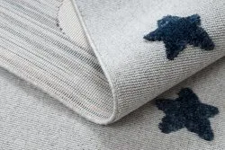 Teppich YOYO GD75 grau / weiß - Sterne, Kreise für Kinder, strukturell, sensorische Fransen