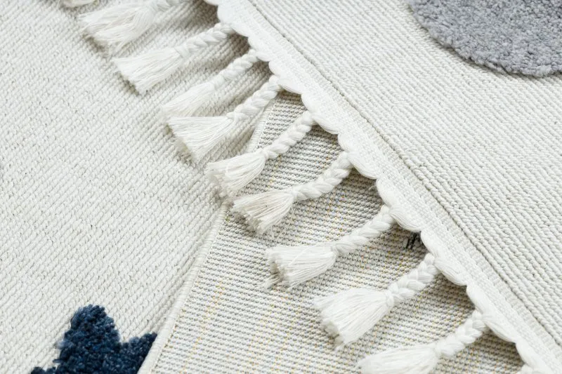 Teppich YOYO GD75 weiß / grau - Sterne, Kreise für Kinder, strukturell, sensorische Fransen