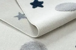 Teppich YOYO GD75 weiß / grau - Sterne, Kreise für Kinder, strukturell, sensorische Fransen