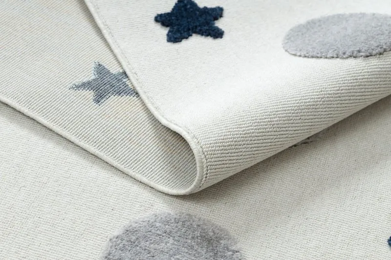 Teppich YOYO GD75 weiß / grau - Sterne, Kreise für Kinder, strukturell, sensorische Fransen
