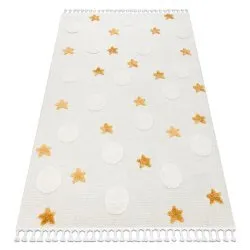 Teppich YOYO GD75 weiß / orange - Sterne, Kreise für Kinder, strukturell, sensorische Fransen