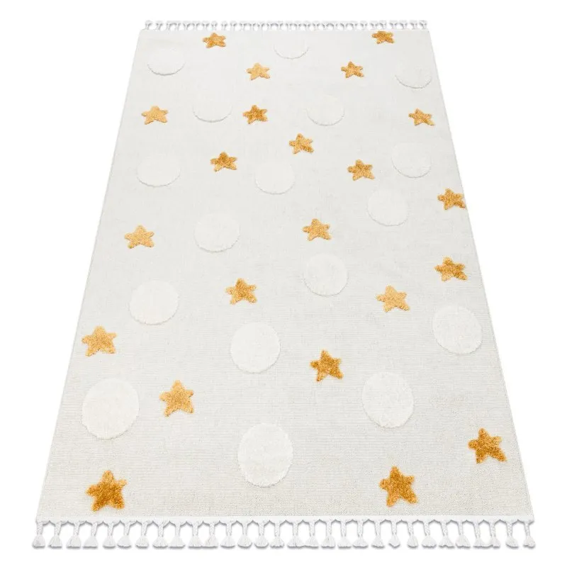Teppich YOYO GD75 weiß / orange - Sterne, Kreise für Kinder, strukturell, sensorische Fransen