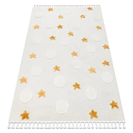 Teppich YOYO GD75 weiß / orange - Sterne, Kreise für Kinder, strukturell, sensorische Fransen
