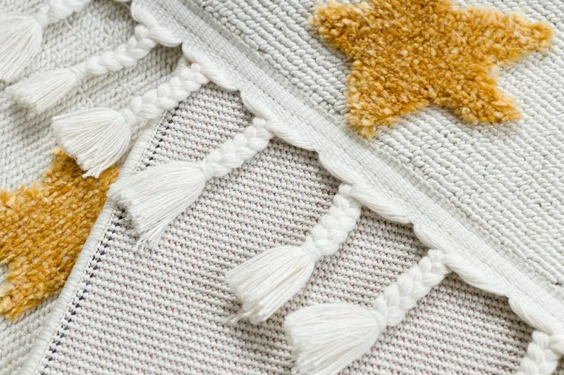 Teppich YOYO GD75 weiß / orange - Sterne, Kreise für Kinder, strukturell, sensorische Fransen