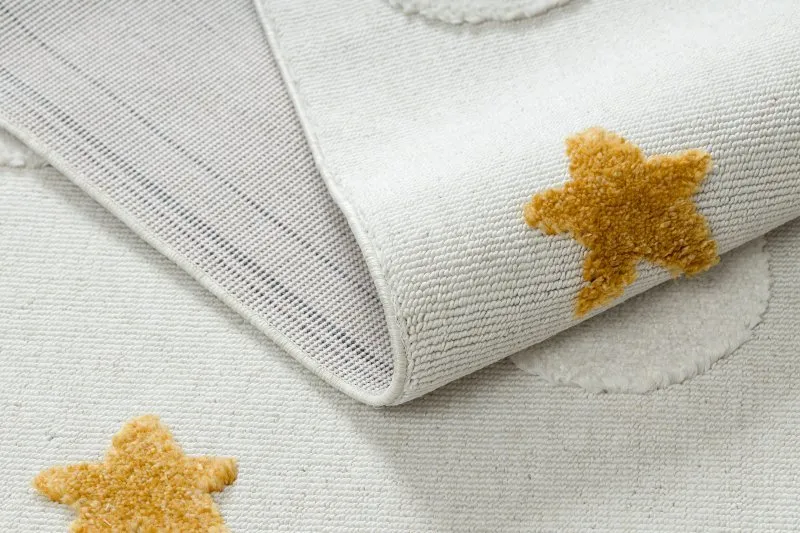 Teppich YOYO GD75 weiß / orange - Sterne, Kreise für Kinder, strukturell, sensorische Fransen