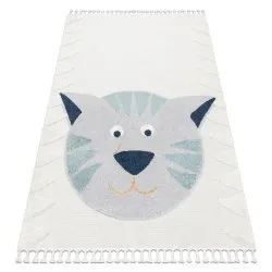 Teppich YOYO GD80 weiß / grau - Tiger für Kinder, strukturell, sensorische Fransen