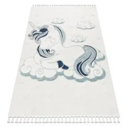 Teppich YOYO GD49 weiß / grau - Einhorn für Kinder, strukturell, sensorische Fransen