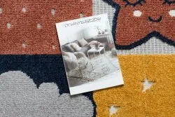 Teppich YOYO GD52 grau / gelb - Sterne, Wolken, Patchwork für Kinder, strukturell, sensorische Fransen