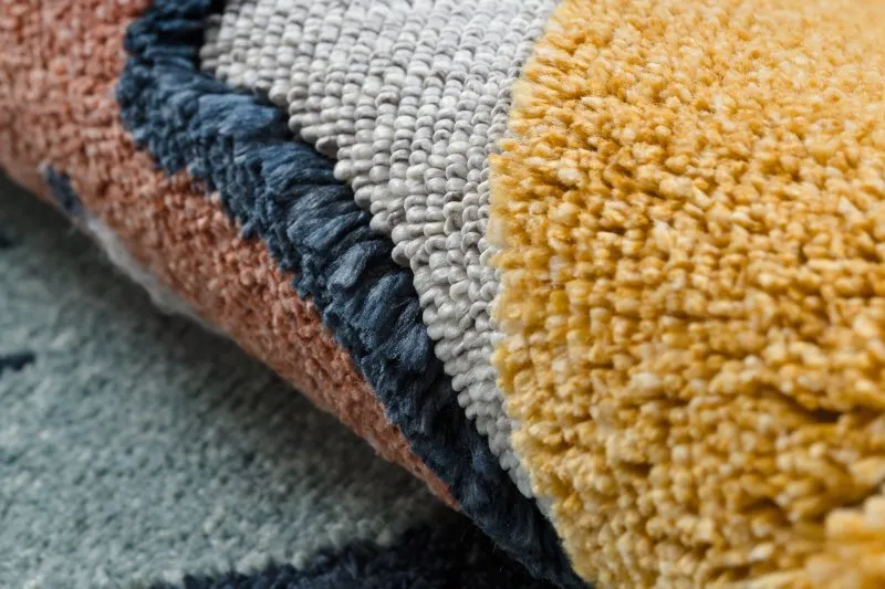 Teppich YOYO GD52 grau / gelb - Sterne, Wolken, Patchwork für Kinder, strukturell, sensorische Fransen