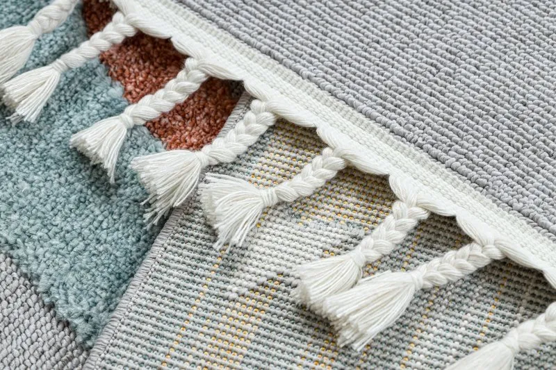 Teppich YOYO GD55 grau / blau - Sterne, Rakete für Kinder, strukturell, sensorische Fransen