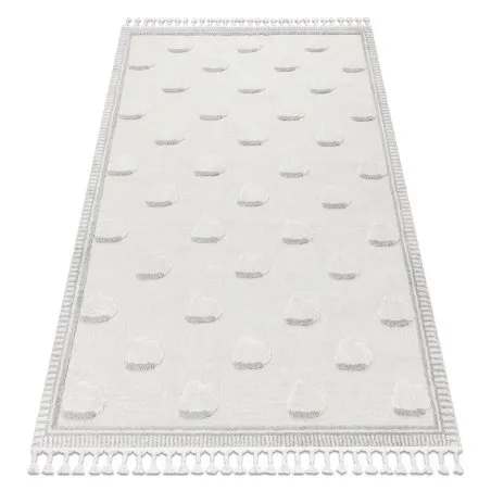 Teppich YOYO GD62 weiß / grau - Wolken für Kinder, strukturell, sensorische Fransen