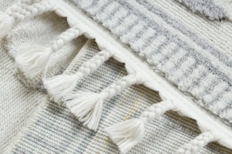 Teppich YOYO GD62 weiß / grau - Wolken für Kinder, strukturell, sensorische Fransen