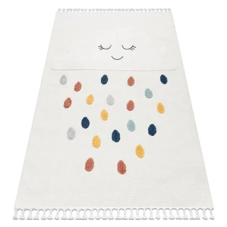 Teppich YOYO GD63 weiß / dunkelblau - Wolke, Tropfen für Kinder, strukturell, sensorische Fransen