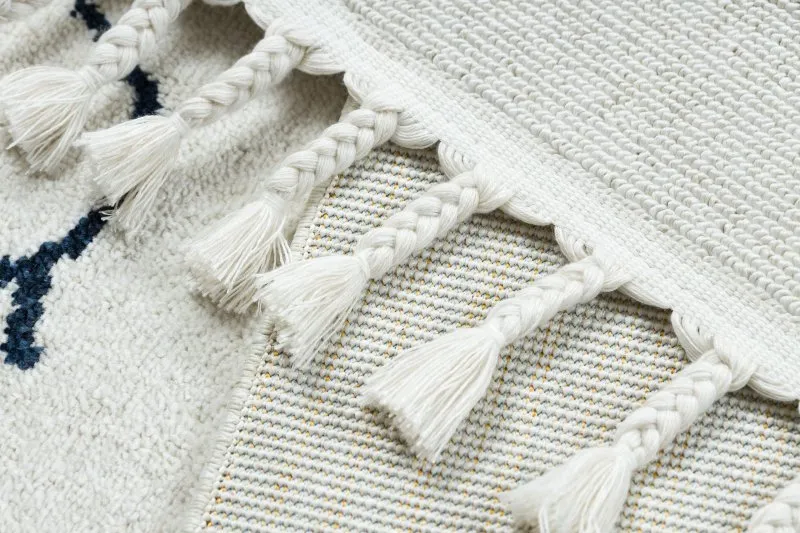 Teppich YOYO GD63 weiß / dunkelblau - Wolke, Tropfen für Kinder, strukturell, sensorische Fransen