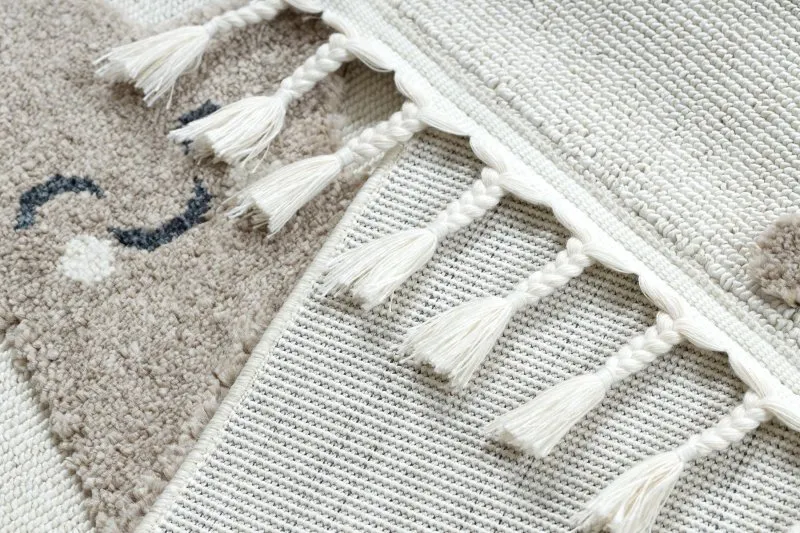 Teppich YOYO EY78 weiß / beige - Wolke, Regenbogen, Punkte für Kinder, strukturell, sensorische Fransen