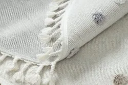Teppich YOYO EY78 Kreis weiß / beige - Wolke, Regenbogen, Punkte für Kinder, strukturell, sensorische Fransen