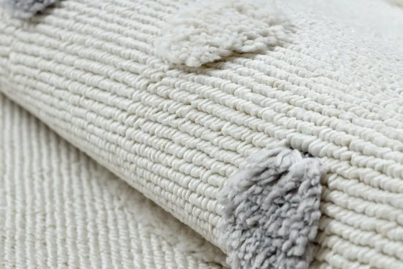 Teppich YOYO EY78 Kreis weiß / beige - Wolke, Regenbogen, Punkte für Kinder, strukturell, sensorische Fransen