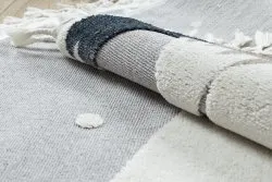 Teppich YOYO EY81 Kreis grau / weiß - Bär, Berge für Kinder, strukturell, sensorische Fransen