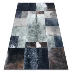 Teppich PATCHWORK schwarz - Rindsleder