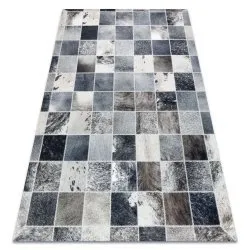 Teppich PATCHWORK grau - Rindsleder