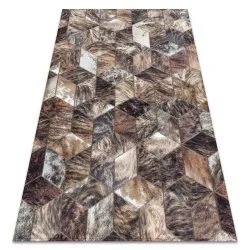 Teppich PATCHWORK braun - Rindsleder, Diamanten