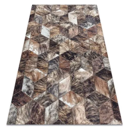Teppich PATCHWORK 21715 braun - Rindsleder, Diamanten