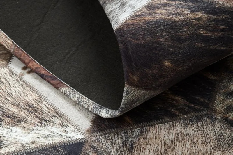 Teppich PATCHWORK 21715 braun - Rindsleder, Diamanten