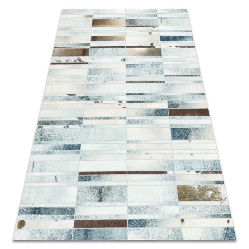 Teppich PATCHWORK 21717 beige - Rindsleder, Bretter 