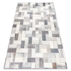 Teppich PATCHWORK grau - Rindsleder, Bretter
