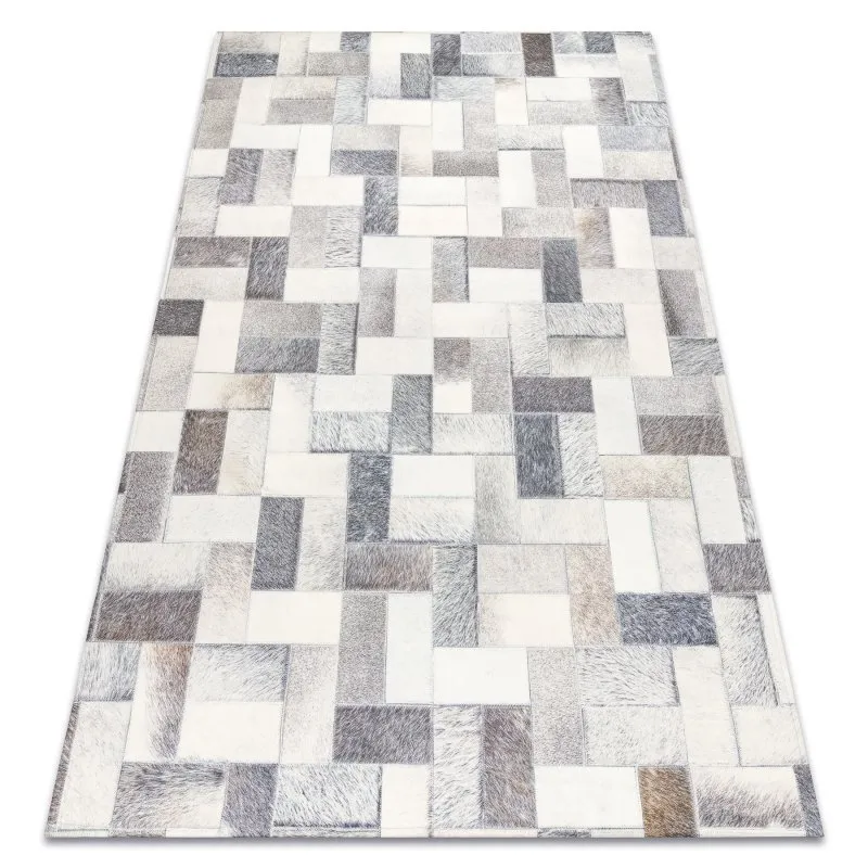 Teppich PATCHWORK 21723 grau - Rindsleder, Bretter 