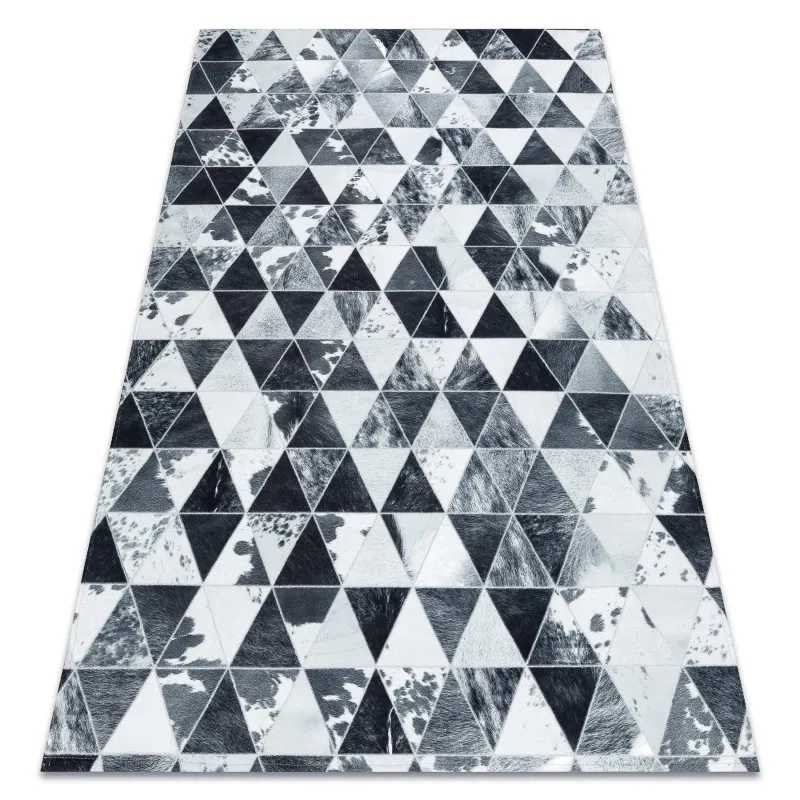 Teppich PATCHWORK 21722 grau - Rindsleder, Dreiecke