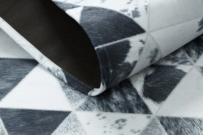 Teppich PATCHWORK 21722 grau - Rindsleder, Dreiecke
