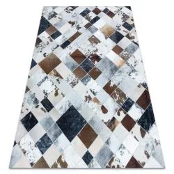 Teppich PATCHWORK beige / braun - Rindsleder, Diamanten