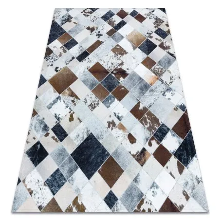 Teppich PATCHWORK 21720 beige / braun - Rindsleder, Diamanten