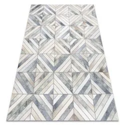 Teppich PATCHWORK beige / grau - Rindsleder, geometrisch