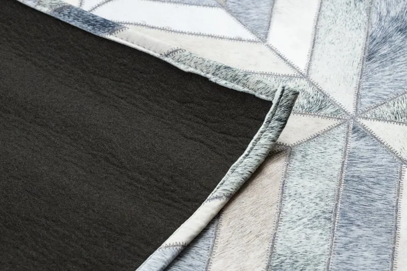 Teppich PATCHWORK 21721 beige / grau - Rindsleder, geometrisch 