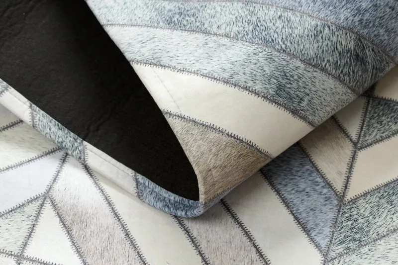Teppich PATCHWORK 21721 beige / grau - Rindsleder, geometrisch 