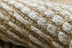 Teppich JUTE 3734 beige / grau Streifen - Jute, flachgewebt, Fransen