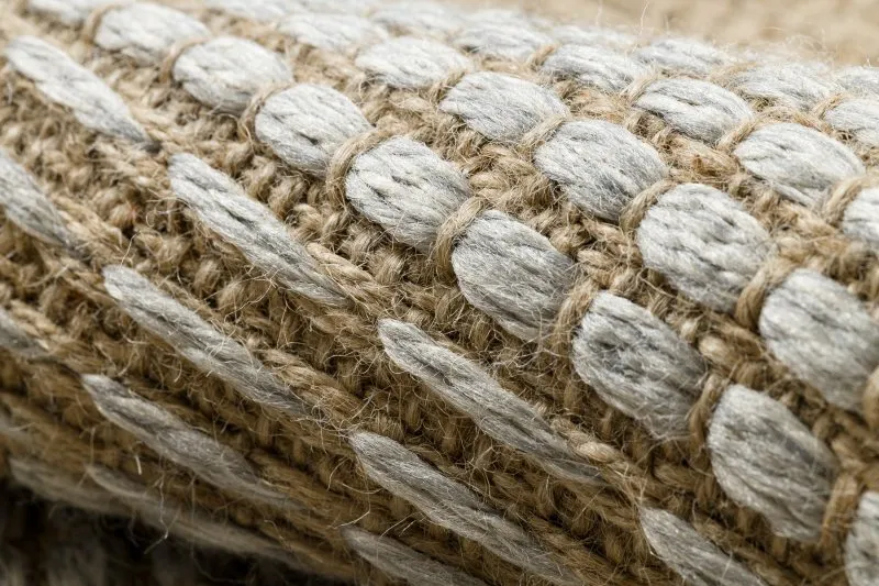 Teppich JUTE 3734 beige / grau Streifen - Jute, flachgewebt, Fransen
