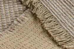 Teppich JUTE 3652 beige / grau einfarbig - Jute, flachgewebt, Fransen
