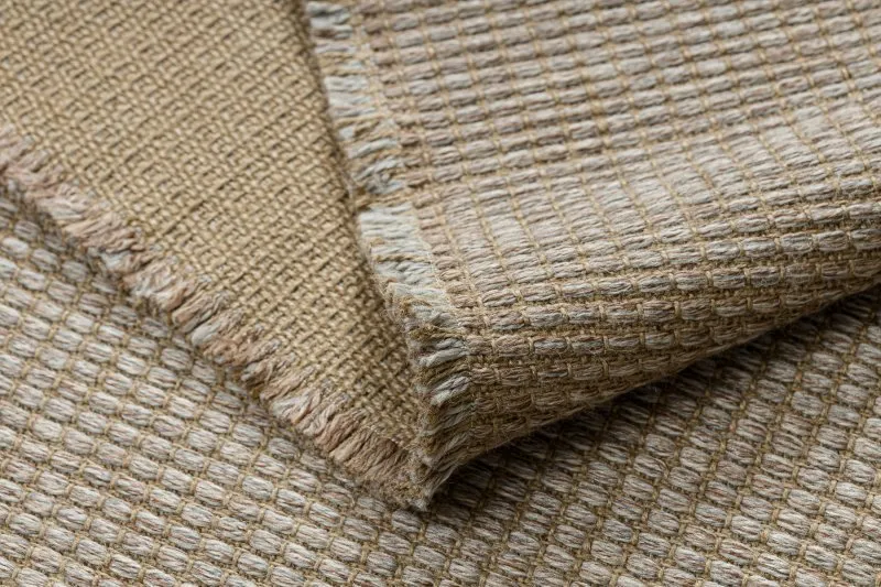 Teppich JUTE 3652 beige / grau einfarbig - Jute, flachgewebt, Fransen