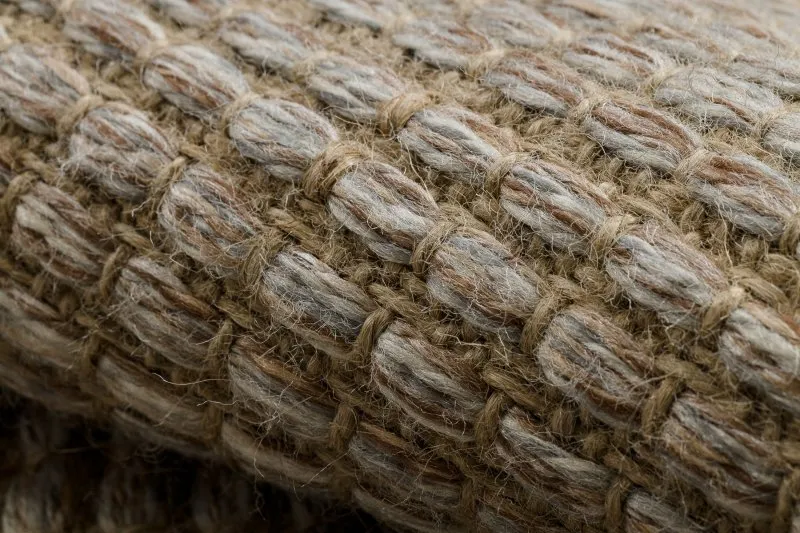 Teppich JUTE 3652 beige / grau einfarbig - Jute, flachgewebt, Fransen