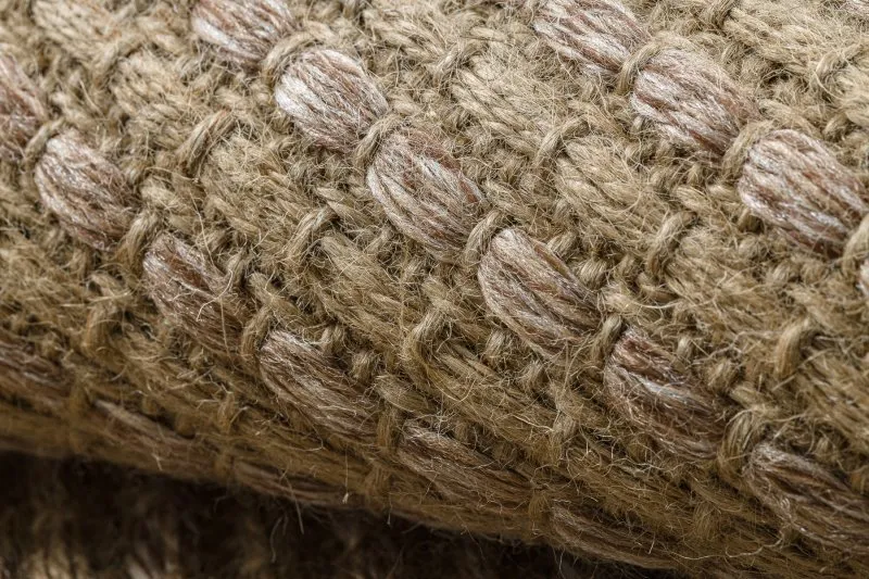 Teppich JUTE 3652 dunkelbeige einfarbig - Jute, flachgewebt, Fransen