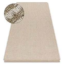 Teppich JUTE creme / beige Linien - Jute, flachgewebt, Fransen